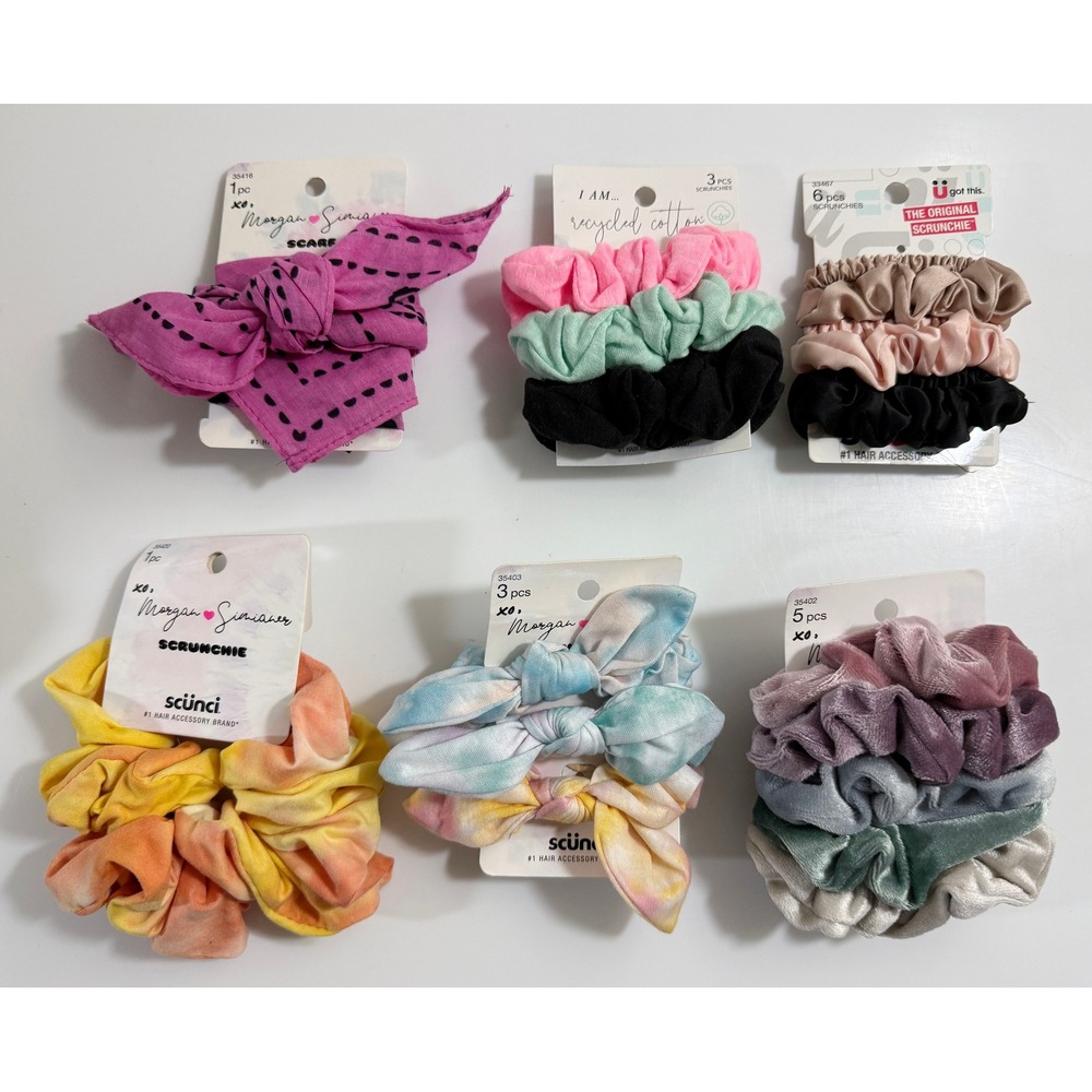Scunci Scrunchie Bundle Women Multicolor Velvet Tie Dye Satin Scarf 19pc Lot